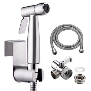 Handheld Bidet Sprayer Toilet with Faucet Splitter Stainless Steel Muslim Shower and Baby Cloth Diaper Sprayer Kit