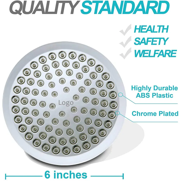 6 Inch Round Luxury Polished Chrome High Pressure Rain 1-Min Installation Adjustable Replacement for Your Bathroom Shower Head