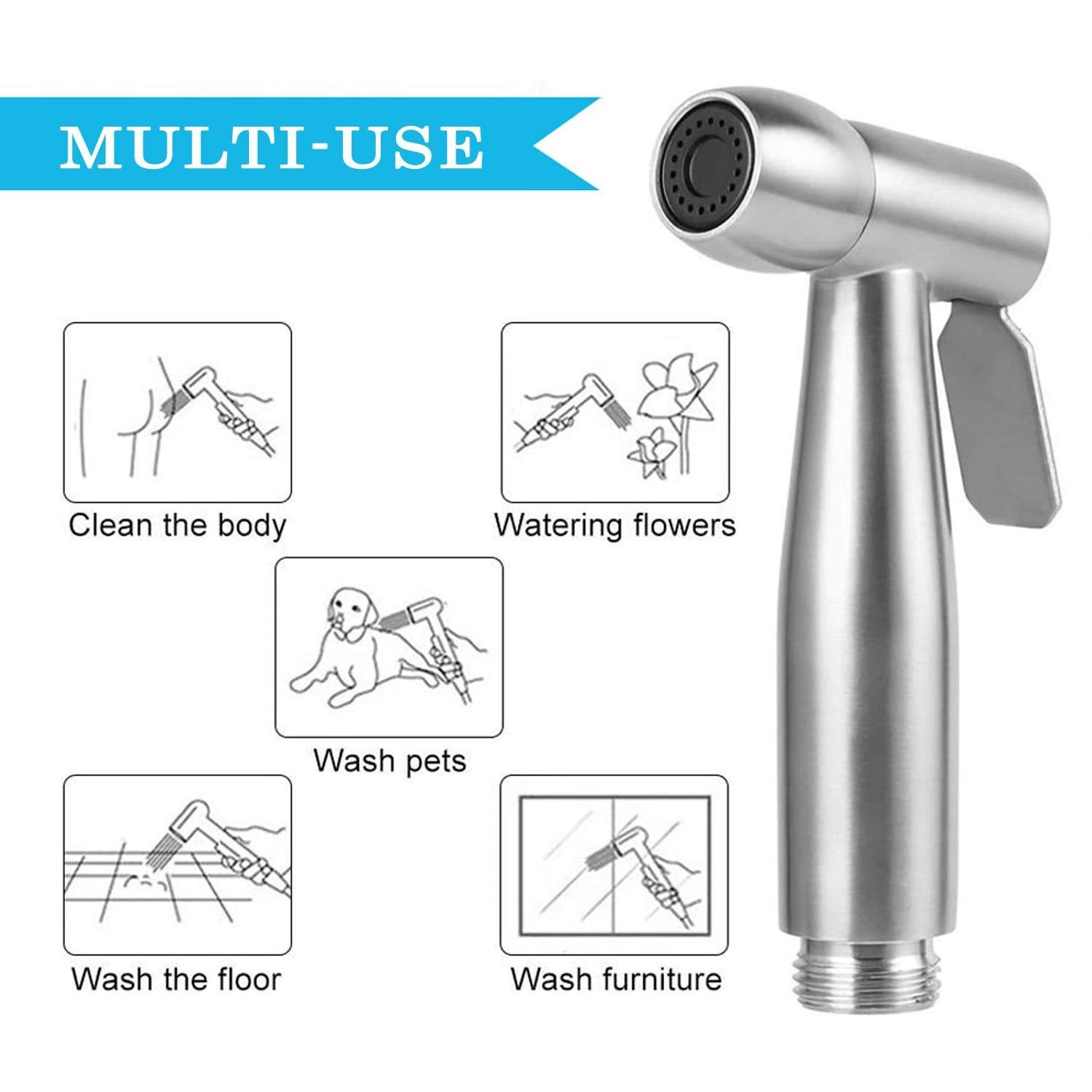 Handheld Bidet Sprayer Toilet with Faucet Splitter Stainless Steel Muslim Shower and Baby Cloth Diaper Sprayer Kit