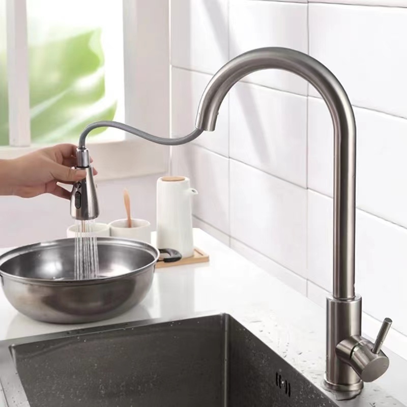 Modern Kitchen Faucet 304 Stainless Steel with Pull Down Kitchen Faucet Sink