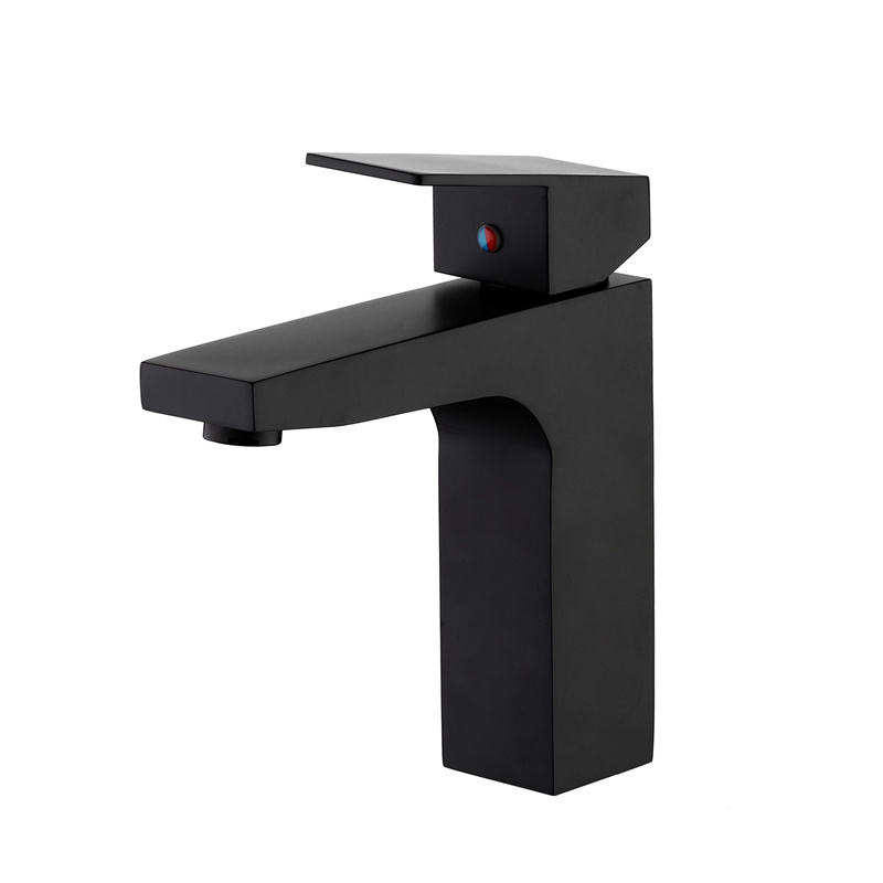 Copper hot and cold single lever handle wash basin mixer tap by factory direct faucets in black color