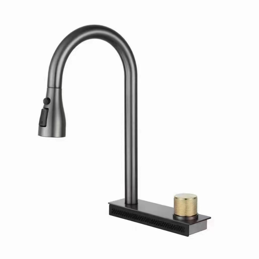 Stainless Steel Flying Rain Waterfall Water Tap Pull Out Single Handle Hot And Cold Water Kitchen Sink Faucet