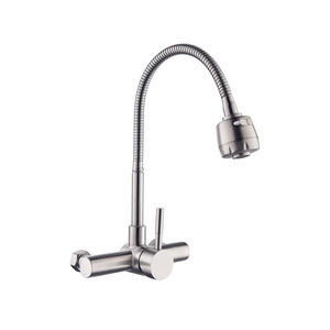 Modern Kitchen Stainless Steel Wall Mounted Pre Rinse Cold And Hot pull down Faucet For Kitchen