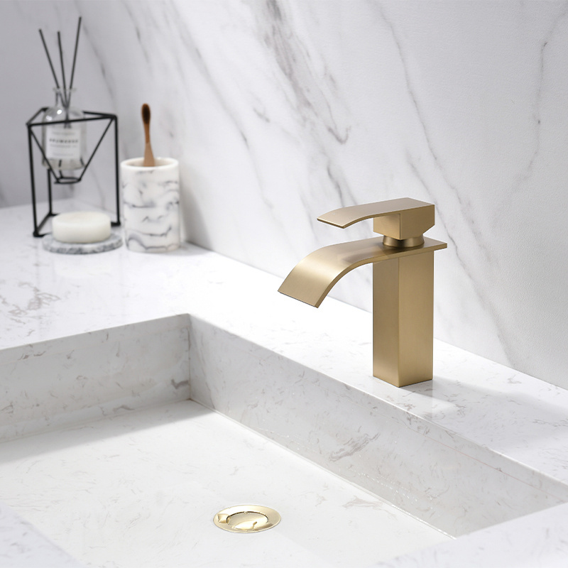 Luxury 304 sus stainless steel cold water basin faucets gold 800 commercial water tap Mixer Faucet