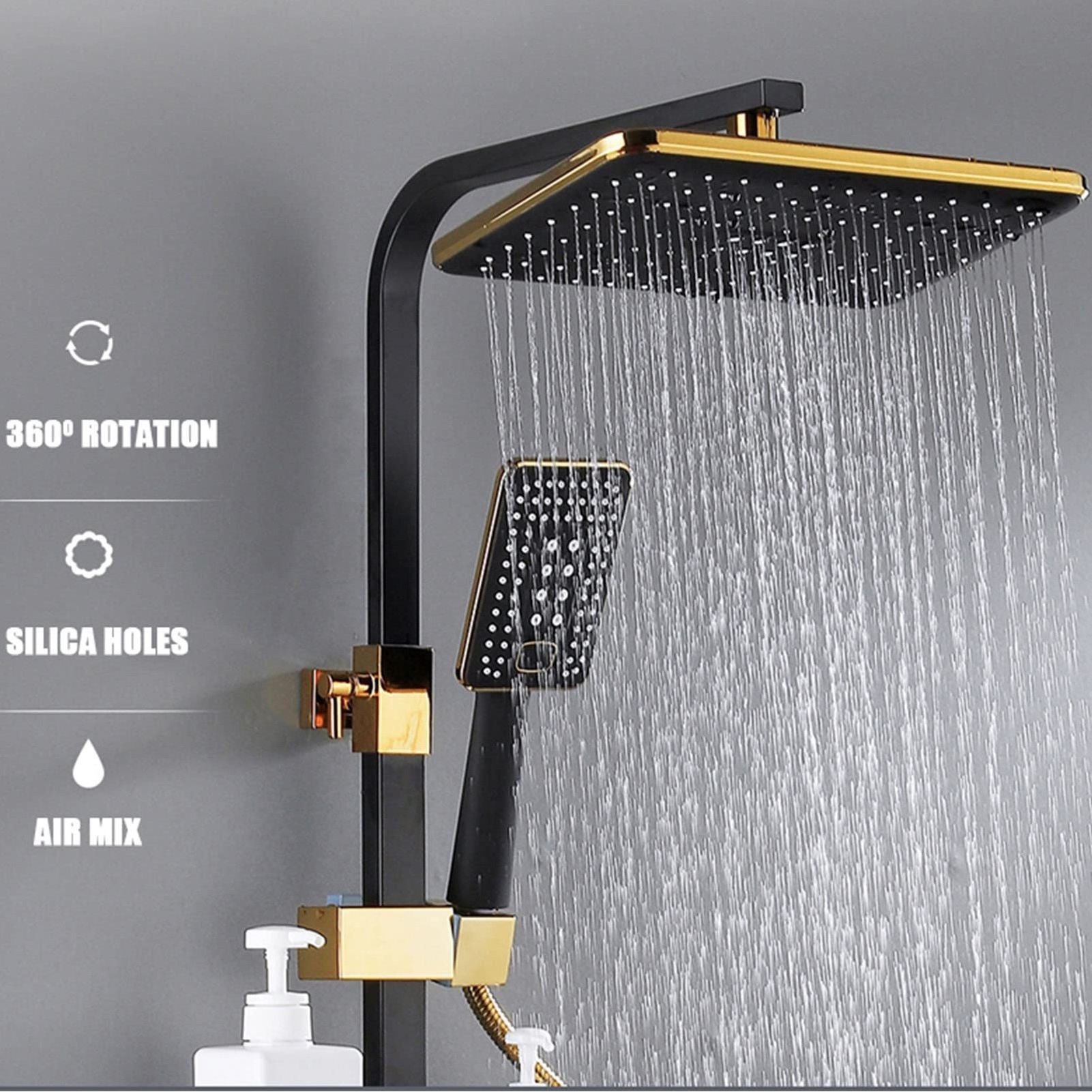 Digital Shower Set Bathroom Smart Thermostatic Shower System Wall Mount Hot Cold Mixer Bath Faucet Square Head SPA Rain shower