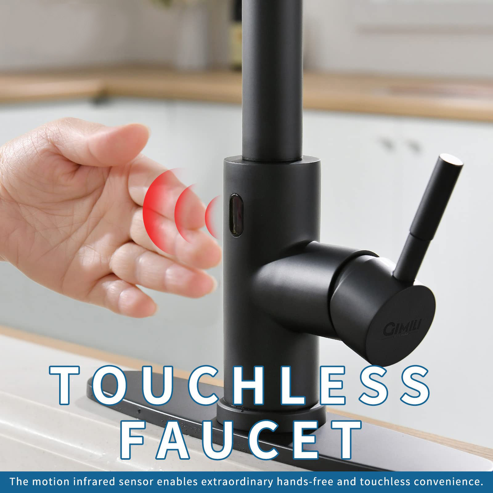 Touchless Kitchen Faucet with Pull Down Sprayer Sensor Smart Hands-Free Spring Matte Black Motion Sensor Kitchen Sink Faucet