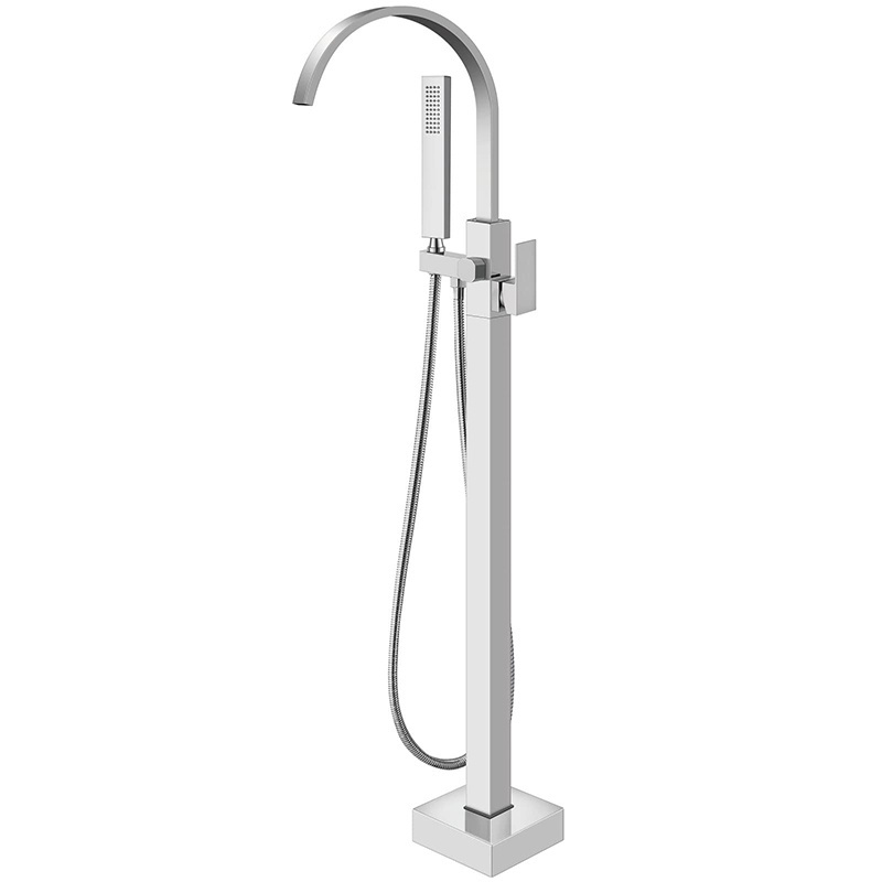 Baidi Simple Chrome floor mounted Free Standing Bath Shower Mixer upc floor stand bathtub faucet