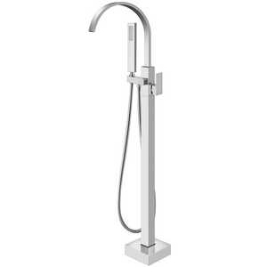 Baidi Simple Chrome floor mounted Free Standing Bath Shower Mixer upc floor stand bathtub faucet