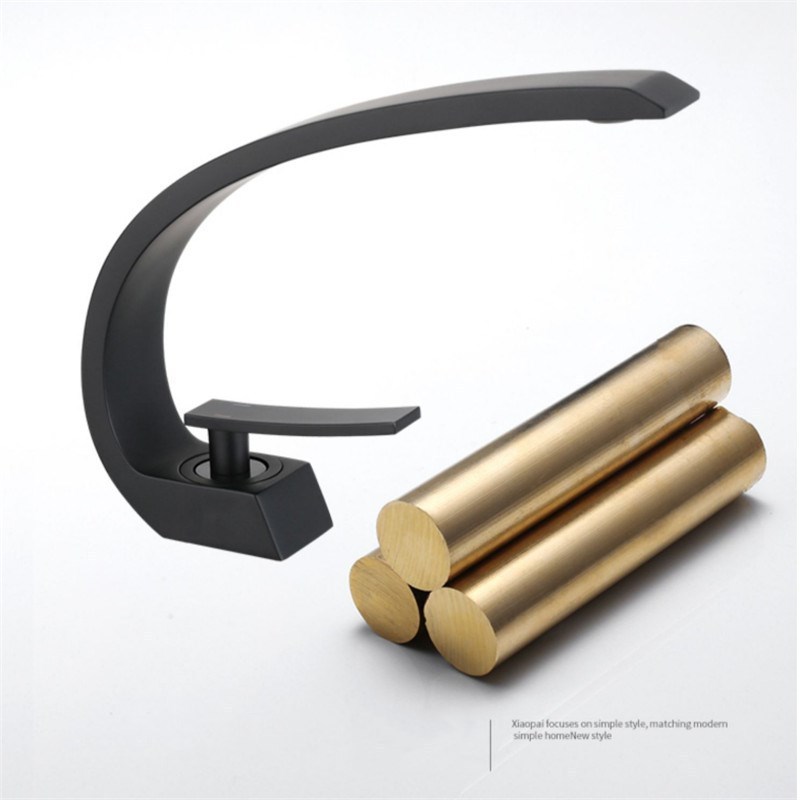 Luxury Brass Gold Black Chrome Bend Shape Bathroom Faucet Hot and Cold Mixer Tap