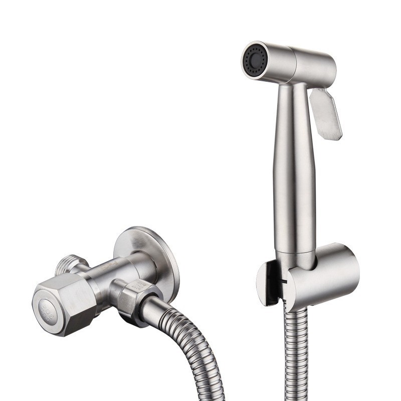 Stainless Steel Brushed Nickel Handheld Shattaf Bidet Sprayer Set Kit for Toilet