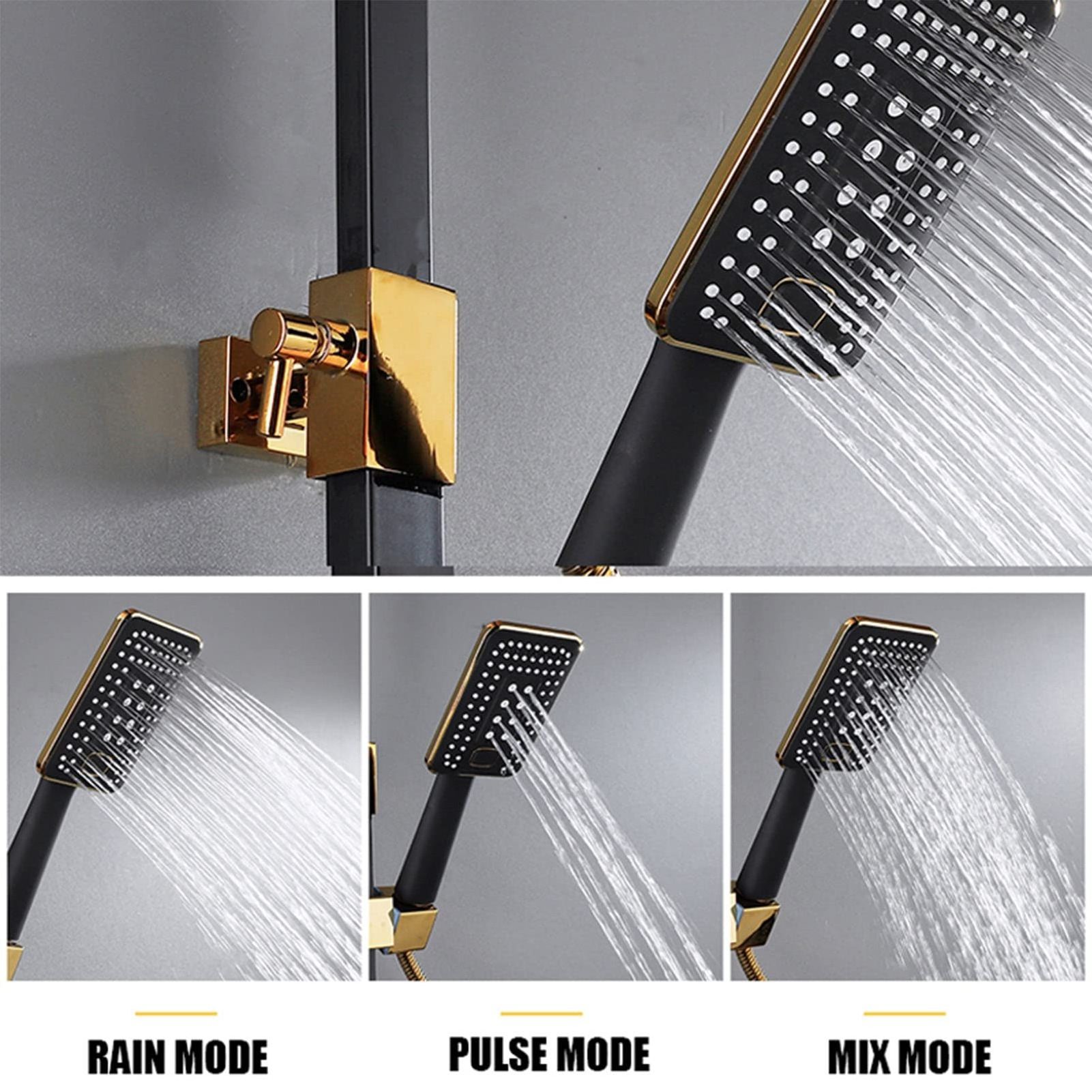 Digital Shower Set Bathroom Smart Thermostatic Shower System Wall Mount Hot Cold Mixer Bath Faucet Square Head SPA Rain shower