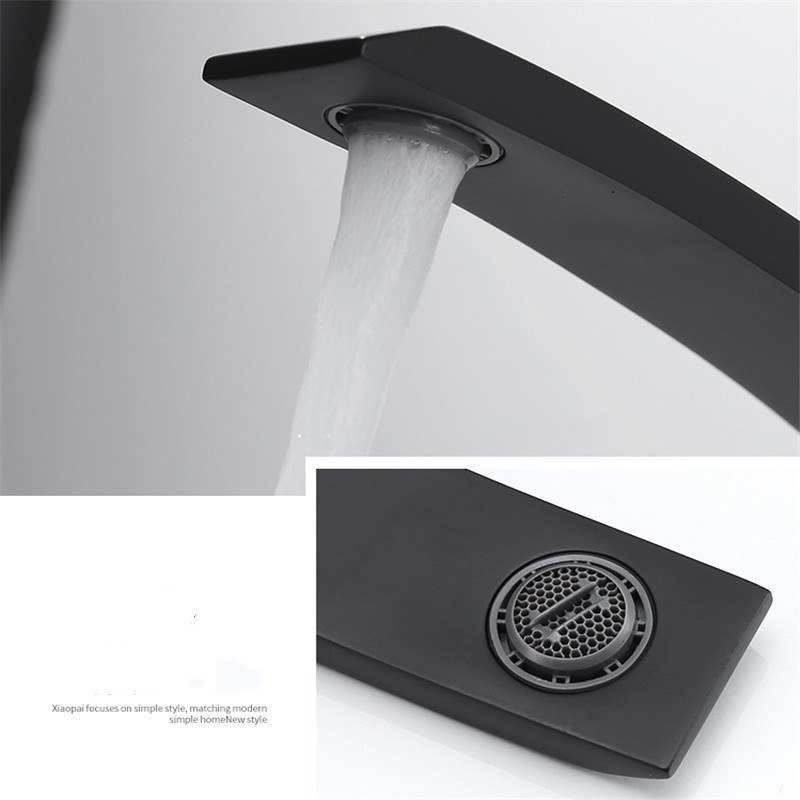 Luxury Brass Gold Black Chrome Bend Shape Bathroom Faucet Hot and Cold Mixer Tap