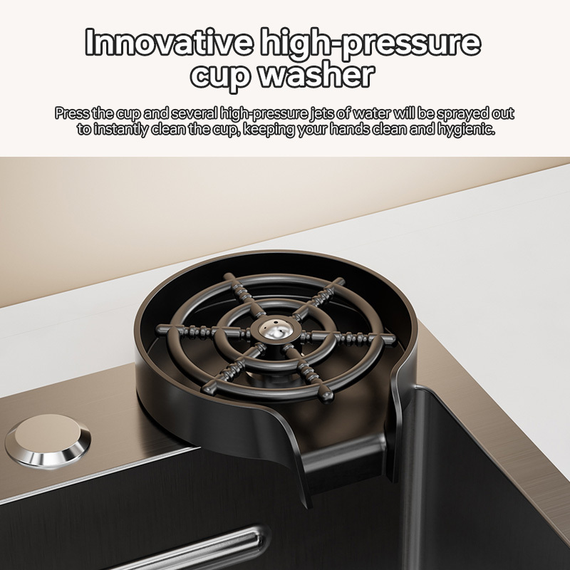 Kitchen Sink Stainless Steel Topmount Sink Large Single Slot Wash Basin With Digital Waterfall faucet