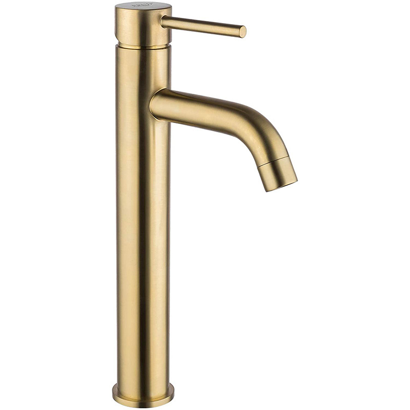 Stainless Steel Gold Basin Mixer Tap Tall Vessel Sink Lavatory Faucet For Bathroom