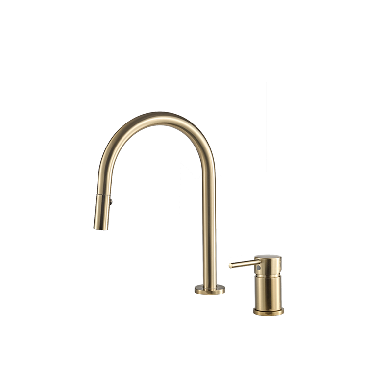 Deck Mounted Pull Out Kitchen Mixer Tap 2 Holes Hot And Cold Water Mixer Sink Tap Modern Pull Out Sprayer Faucet For Bathroom