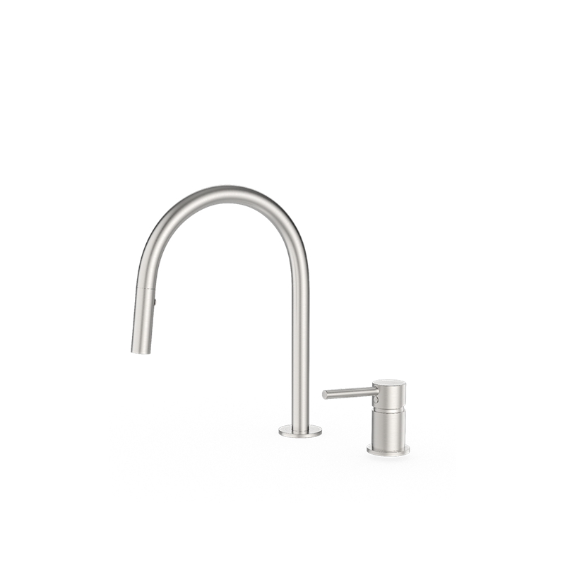 Deck Mounted Pull Out Kitchen Mixer Tap 2 Holes Hot And Cold Water Mixer Sink Tap Modern Pull Out Sprayer Faucet For Bathroom