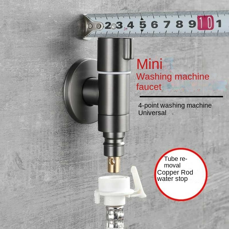 Gun grey special washing machine faucet angle valve copper narrow mini water stop valve full automatic ultra short mini faucet