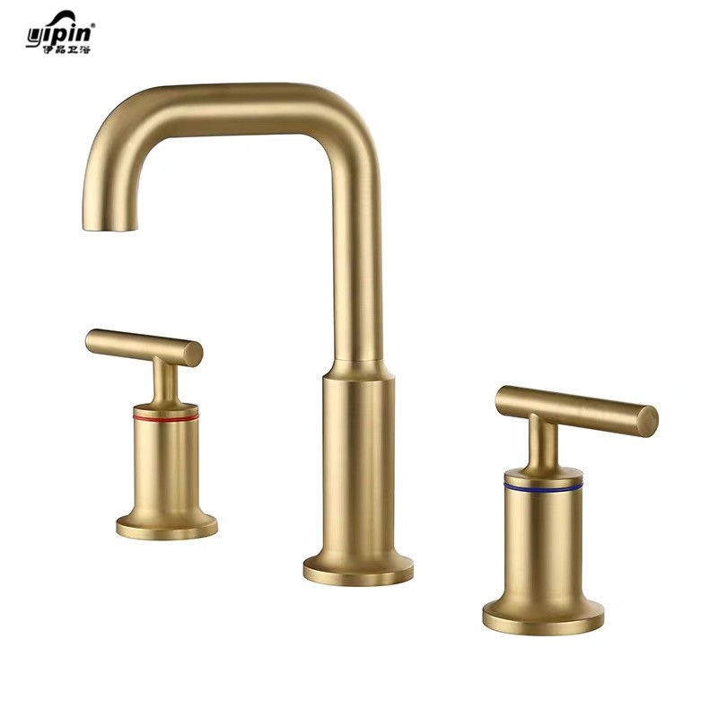 Yipin Sanitary Ware copper 3 holdes Deck mount bathroom basin faucets with Rose Gold and black color  Bathroom Faucet