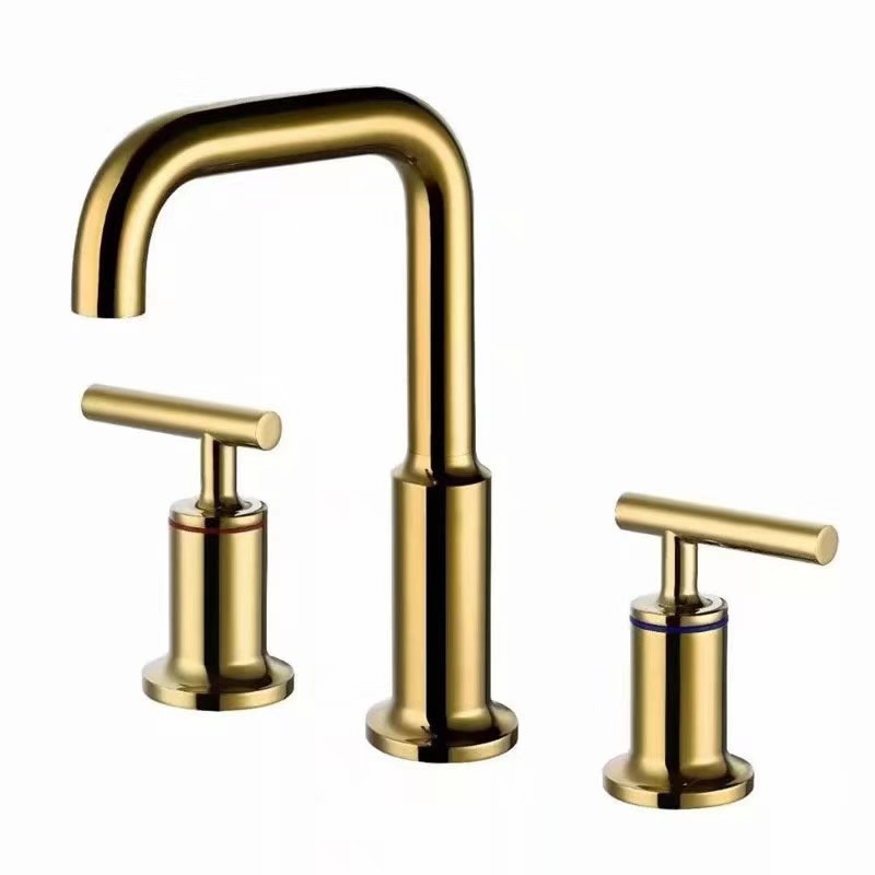 Yipin Sanitary Ware copper 3 holdes Deck mount bathroom basin faucets with Rose Gold and black color  Bathroom Faucet