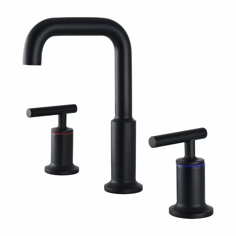 Yipin Sanitary Ware copper 3 holdes Deck mount bathroom basin faucets with Rose Gold and black color  Bathroom Faucet