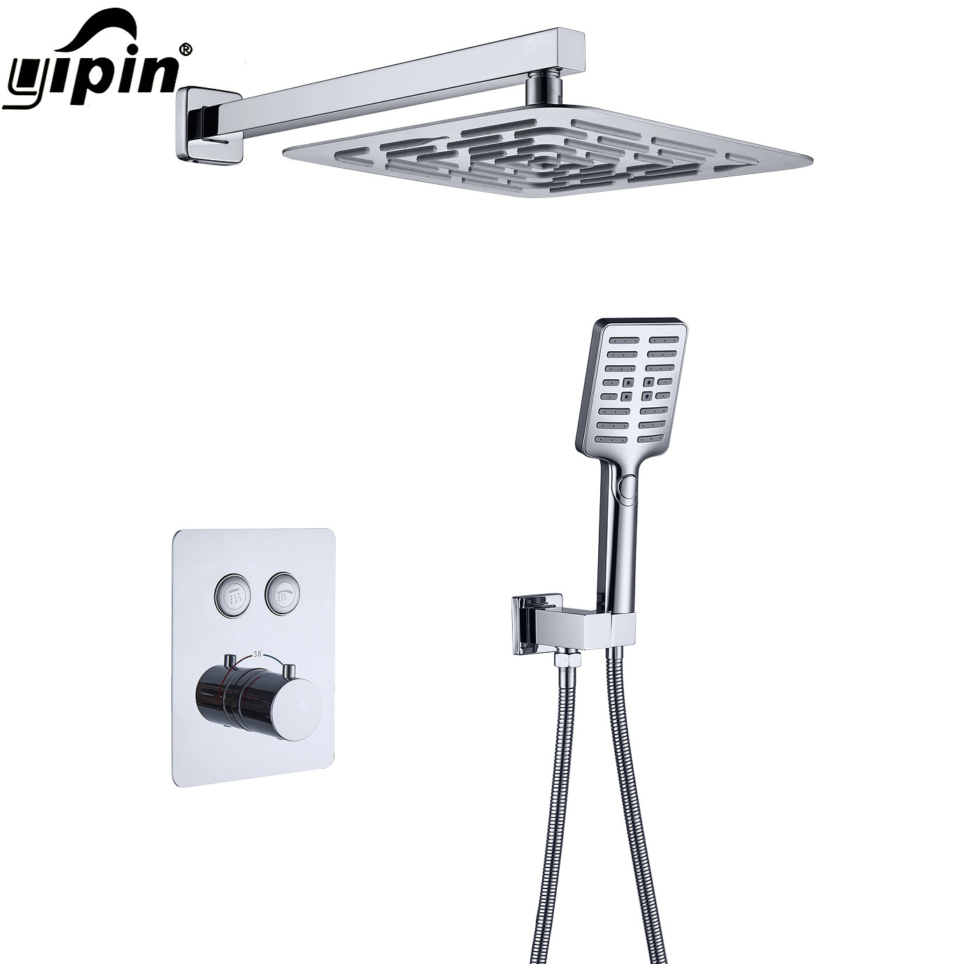 New design bathroom 2 funtion luxury shower thermostatic mixer push button thermostatic shower faucet set