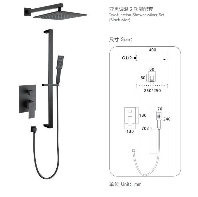 Shower Faucet Wall Mount,Shower System Bathroom Faucets Contemporary,Built in Wall Shower Set 2 Function Shower Faucet Brass