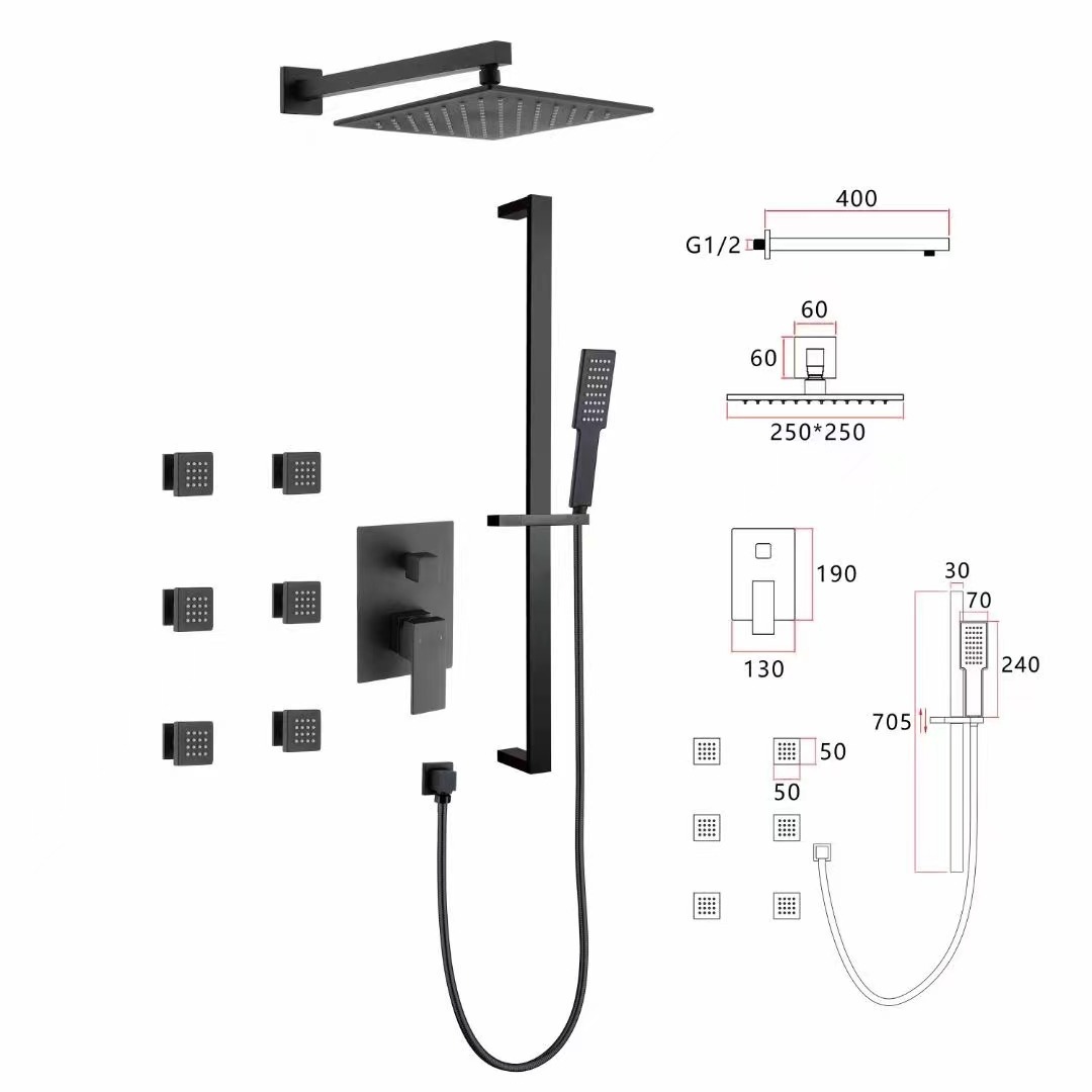 ceiling shower gold spa shower system set,smart shower system,wall mounted gold rainfall rain shower mixer faucet system set