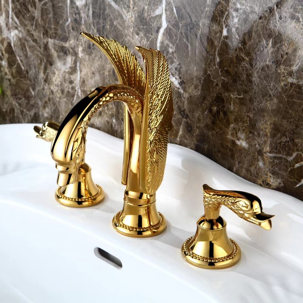 Swan Spout Bathroom Basin Faucet,kitchen Swan Faucet Antique Swan Faucet,swan Basin Tap Swan Shape Basin Faucet Gold Dual Handle