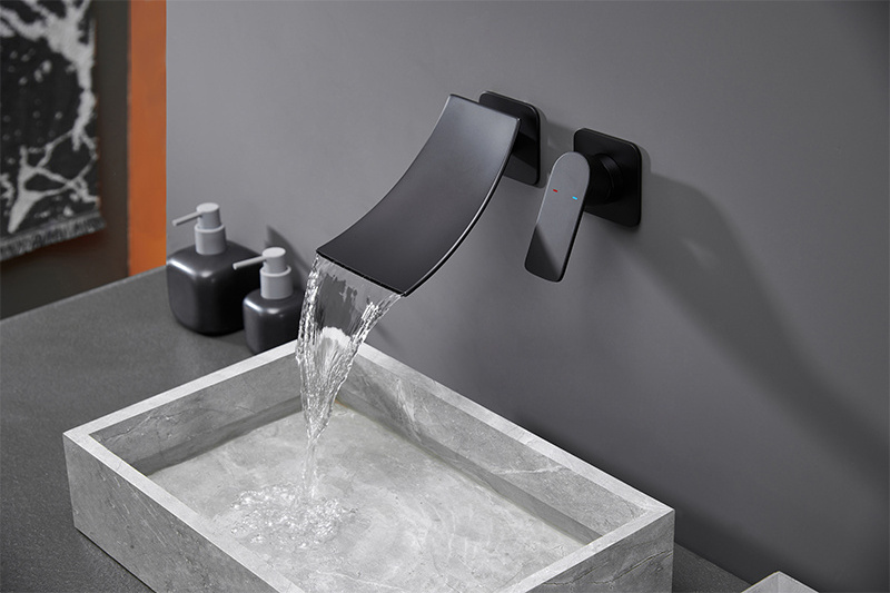 Matte Black Waterfall Wall Mounted Concealed Washing Faucet Bathroom All Kinds Of Faucets Shower Basin Faucet Mixer