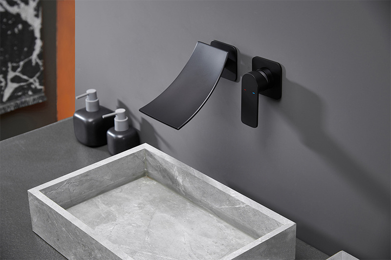 Matte Black Waterfall Wall Mounted Concealed Washing Faucet Bathroom All Kinds Of Faucets Shower Basin Faucet Mixer