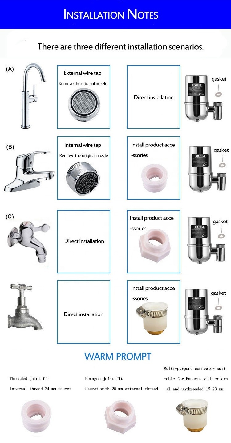 Stainless steel  tap water filter faucet for household Water Purifier