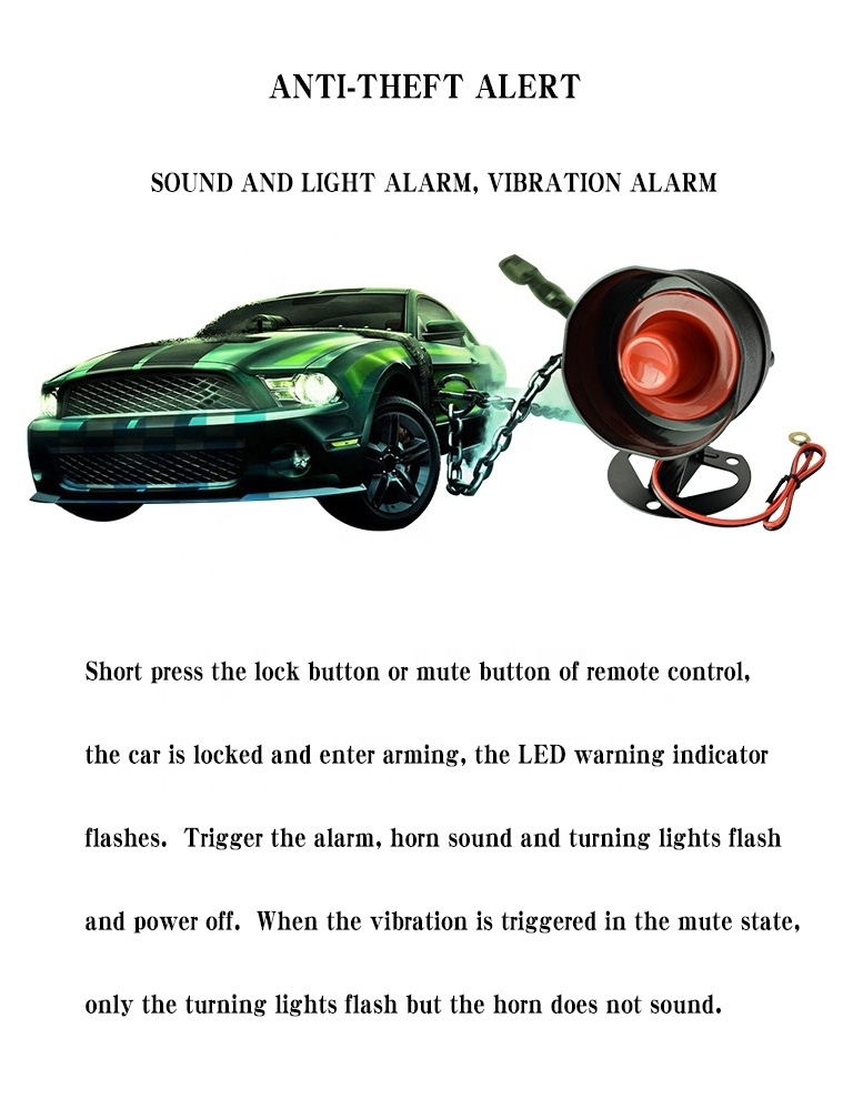 One way  car alarm system alarms with smart phone APP control Trunk Release System