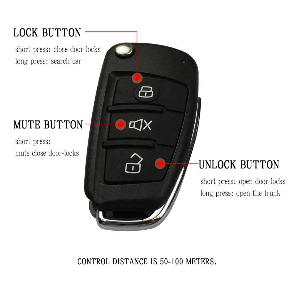 Smart Phone App Remote Keyless Entry car alarms system with flip key with Remote trunk release