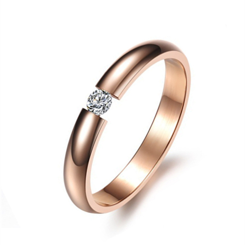 Engagement Women Stainless Steel Rose Gold Diamond Rings Silver Ring Designs For Girl