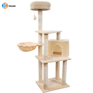 Wholesale Best Selling Basic plush Cat trees Hammock and condo and factory direct supply Sisal cat tower tree