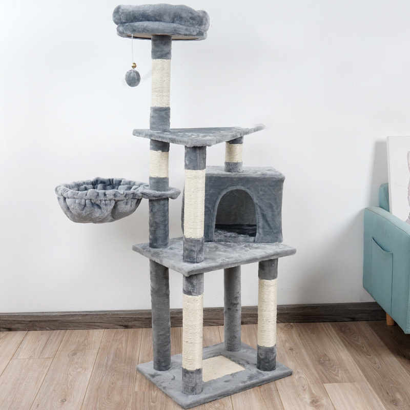 Wholesale Best Selling Basic plush Cat trees Hammock and condo and factory direct supply Sisal cat tower tree