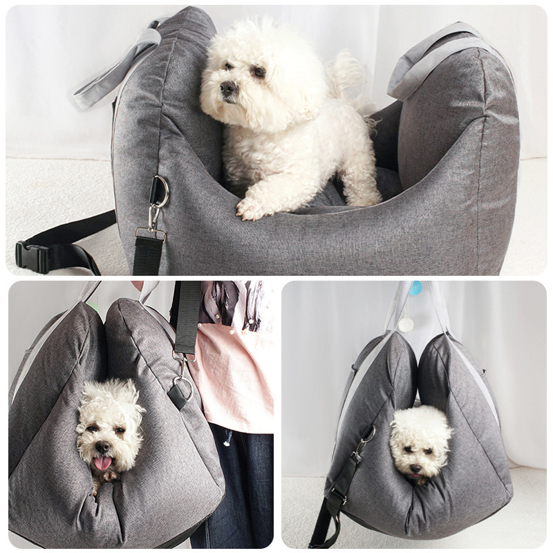 Luxury customized logo Dog Car Seat bed with Safe Belt Travel Booster Seat Bag For Dog cat Car Pet Carrier Bed