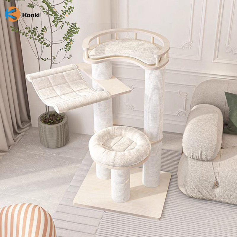 Luxury Comfortable Wooden cat climbing frame wooden cat tree with sisal rope cat scratching board