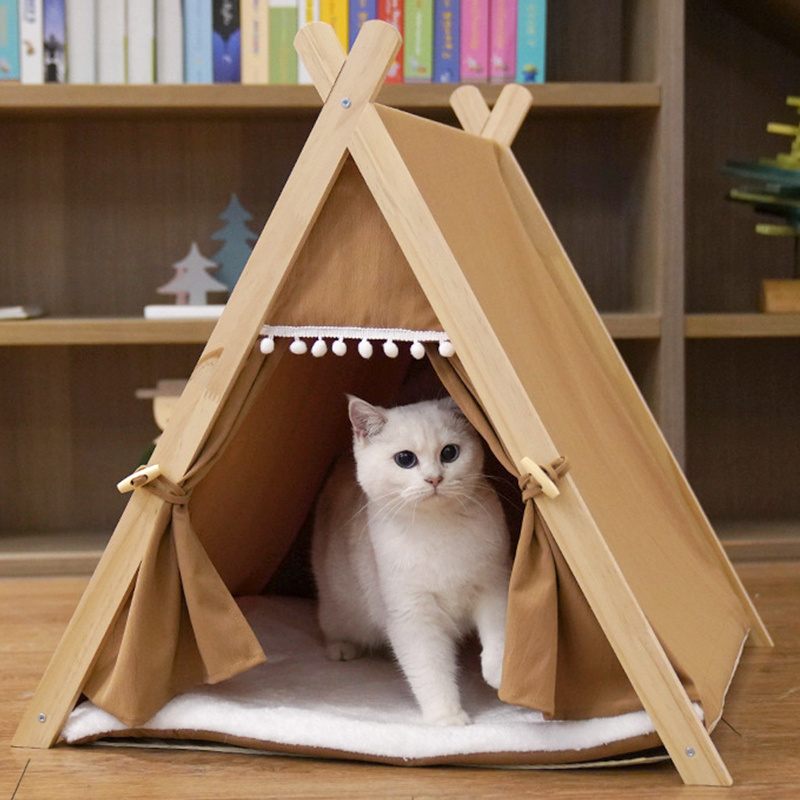 Wholesale  pet supplies Portable Pet Teepee Waterproof Indoor Camping Supportive Dog Cat Tent dog kennel nests