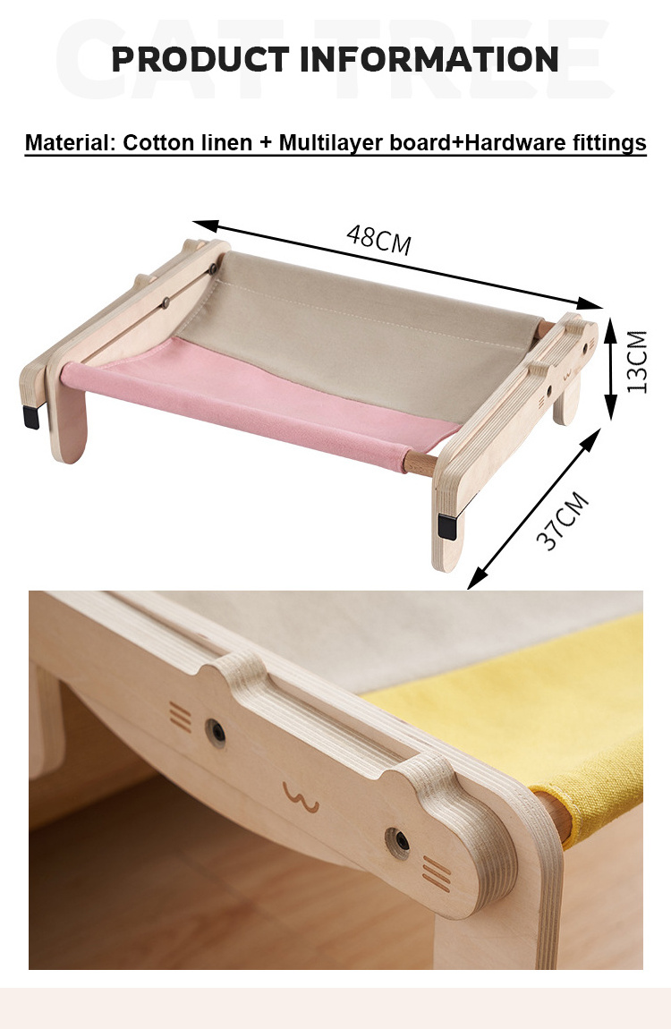 New style wholesale wood pet bed cat hammock pet indoor handing cat bed pet furniture cat window perch hammock