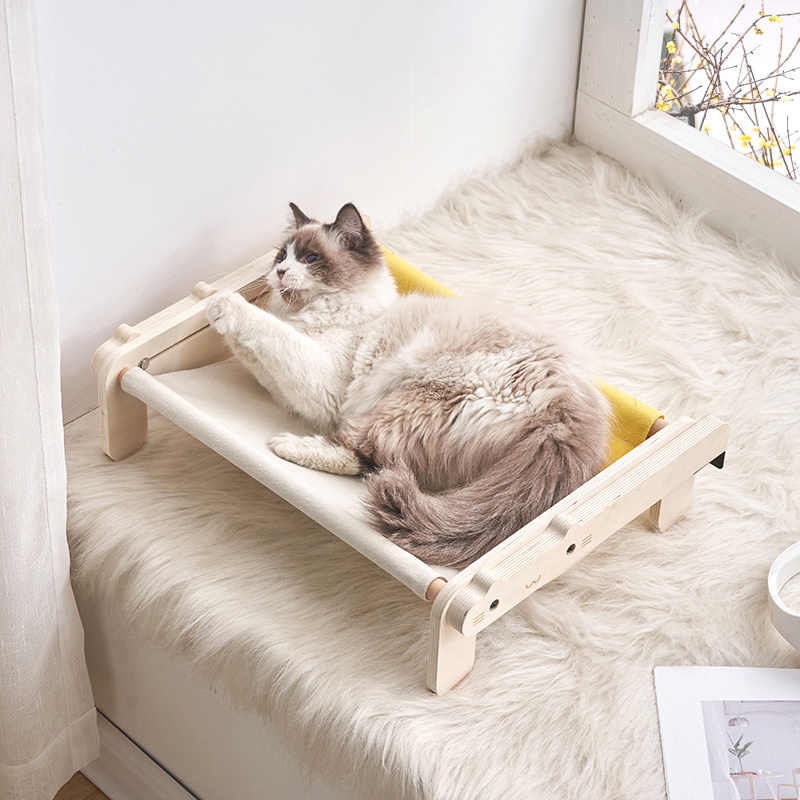 wholesale pet indoor hanging cat bed window hammock Cat Window Perch wooden cat bed hammock window