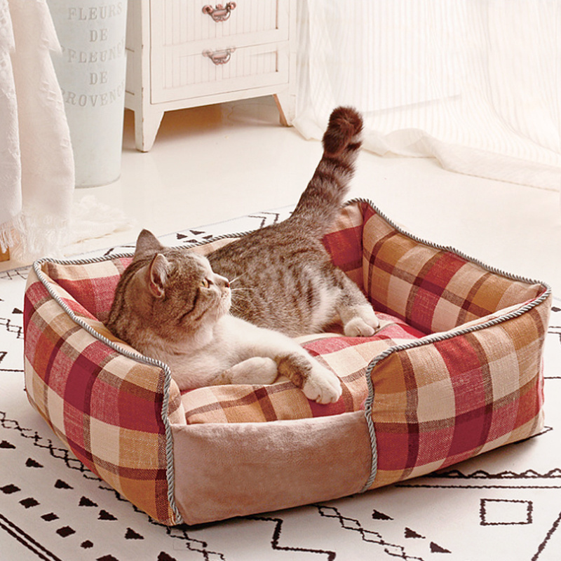 Four seasons cat house can be disassembled and cleaned dog  winter warm plush pet universal pet supplies rattan dog bed