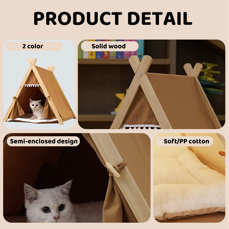 Wholesale  pet supplies Portable Pet Teepee Waterproof Indoor Camping Supportive Dog Cat Tent dog kennel nests