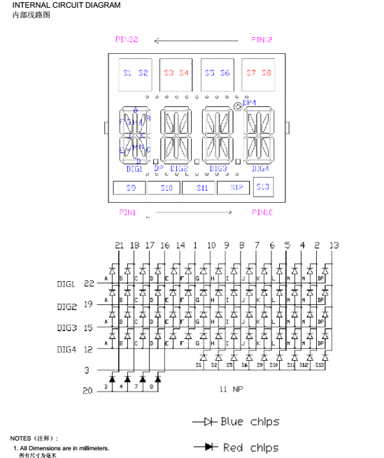 Custom 4 digit  14/16 segment alphanumeric led display module