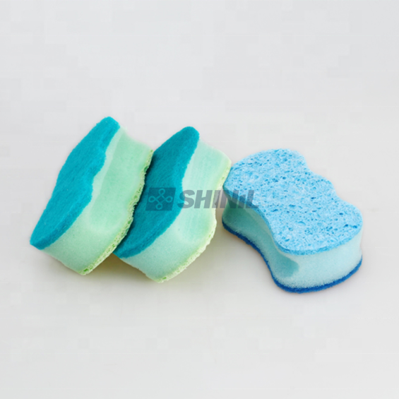 Eco-friendly Cellulose Kitchen Sponge with Scrubber Scouring Pad for Dishes Wash Cleaning Dish Sponges Daily Necessities