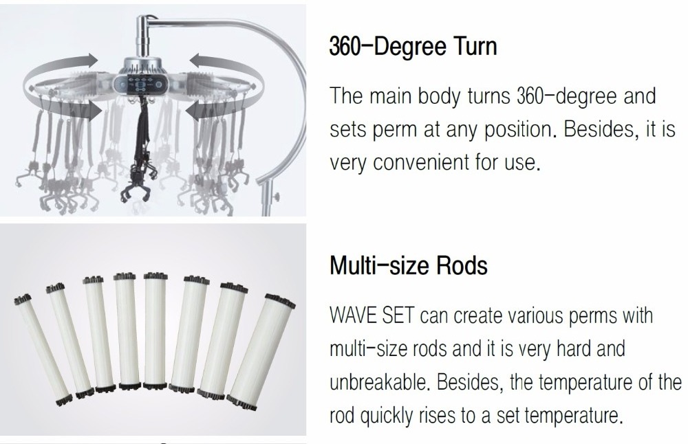 AOMI WAVE SET Hair Digital Setting Perm machine 360-degree turn multi-size rods create various wave Hair perm machine