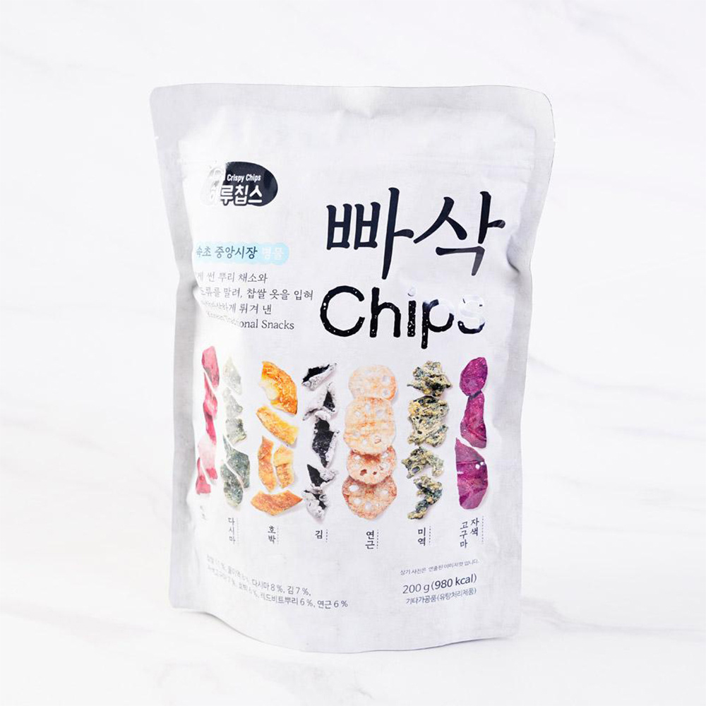 [Haruchips] Crispy Veggie & Seaweed Bbasak Chips Korean Snack Exotic Snacks Wholesale