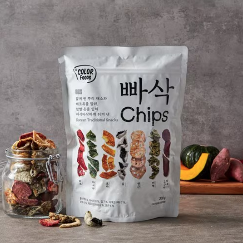 [Haruchips] Crispy Veggie & Seaweed Bbasak Chips Korean Snack Exotic Snacks Wholesale