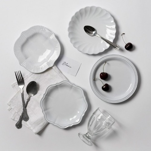 Blanc Plate 4P Set Korean Dinnerware Set Home Ware White Ceramic Plates Dishwasher Dinner Set