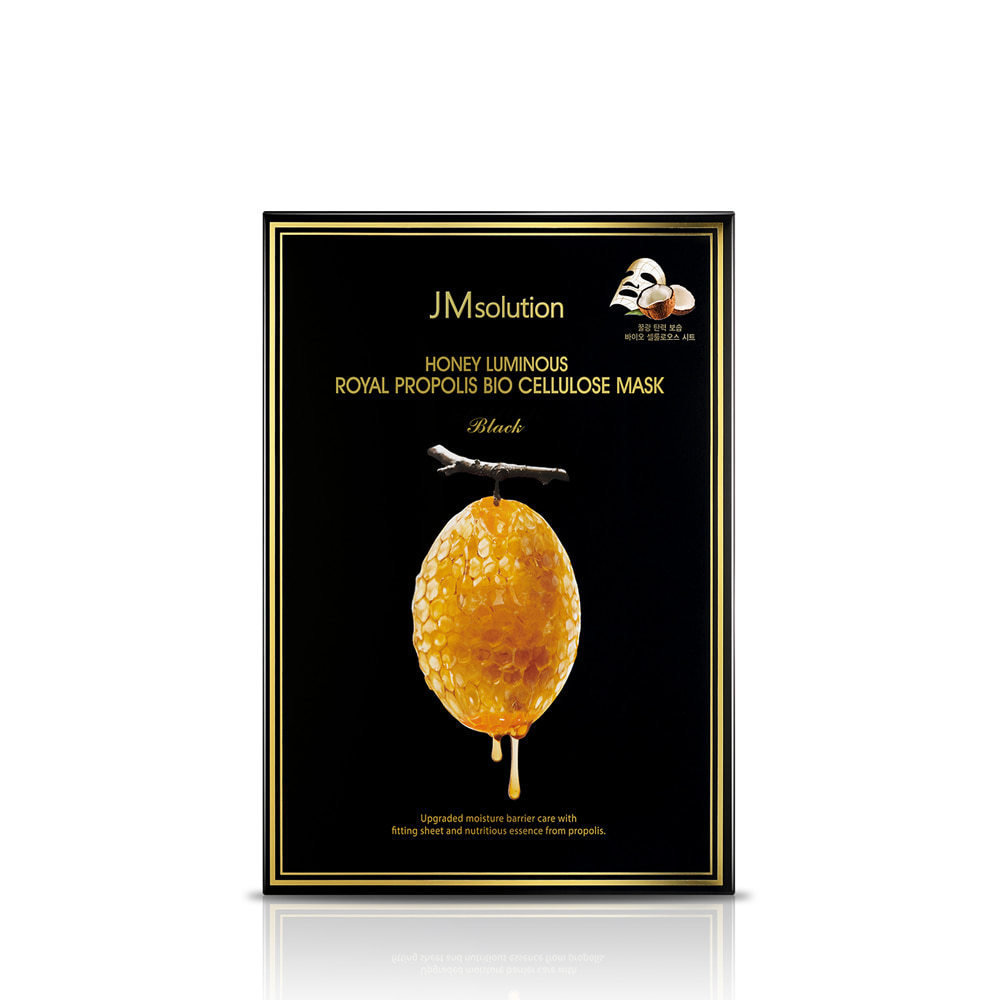 JMSOLUTION HONEY LUMINOUS ROYAL PROPOLIS BIO CELLULOSE MASK BLACK sheet 30ml Glow Vital Care Korean cosmetic made in korea